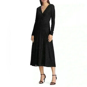 Ralph Lauren Polka Dot Velvet Fit & Flare Dress